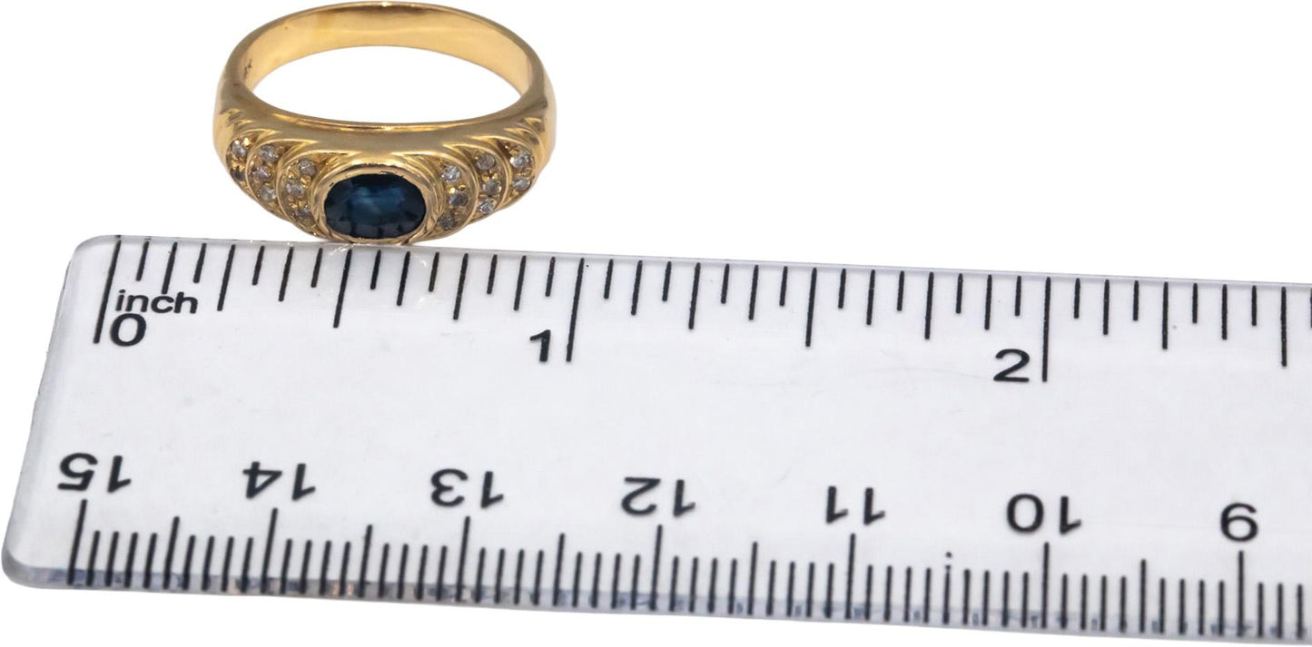 18k Yellow Gold 0.53CT Diamond and Sapphire Band Ring Size 5.75