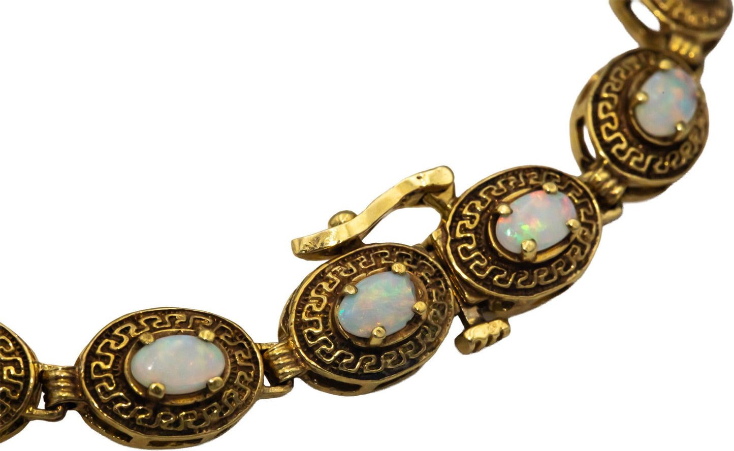 14k Yellow Gold Jewelry 3.0CT Cabochon Cut Opal Bracelet