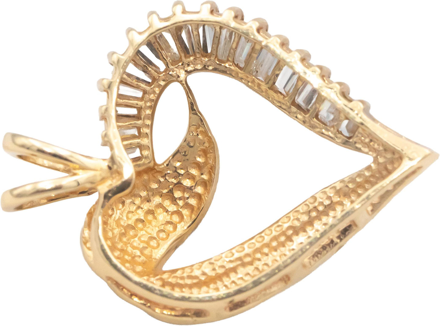 14k Yellow Gold 0.75CT VS Baguette Cut Diamond Heart Pendant