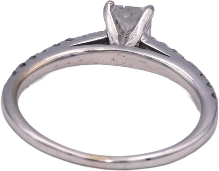 14k White Gold 1.0CT Diamond Engagement Ring w/ 0.82CT Princess Center Size 8.25