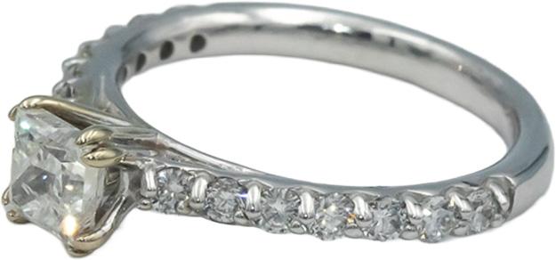 14k White Gold 1.17CT Diamond Engagement Ring w/ .72CT Princess Center Size 5.75