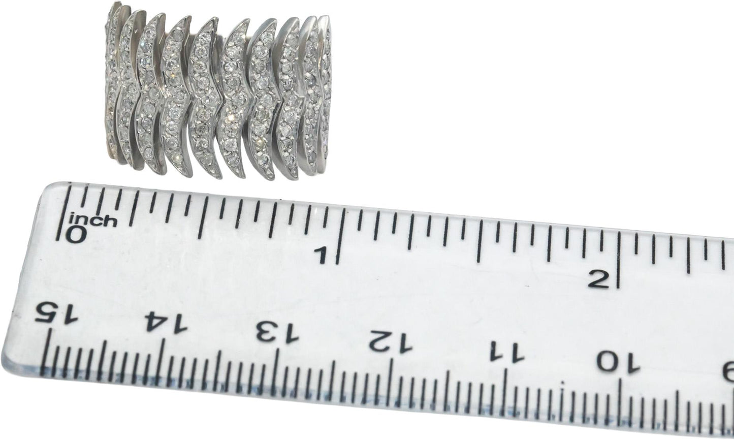 14k White Gold Round Diamond Wide Band Ring 0.65CT Size 9