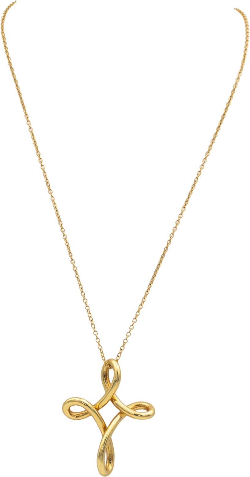 TIFFANY & CO. Vintage 18k Gold Elsa Peretti Infinity Cross Pendant Necklace