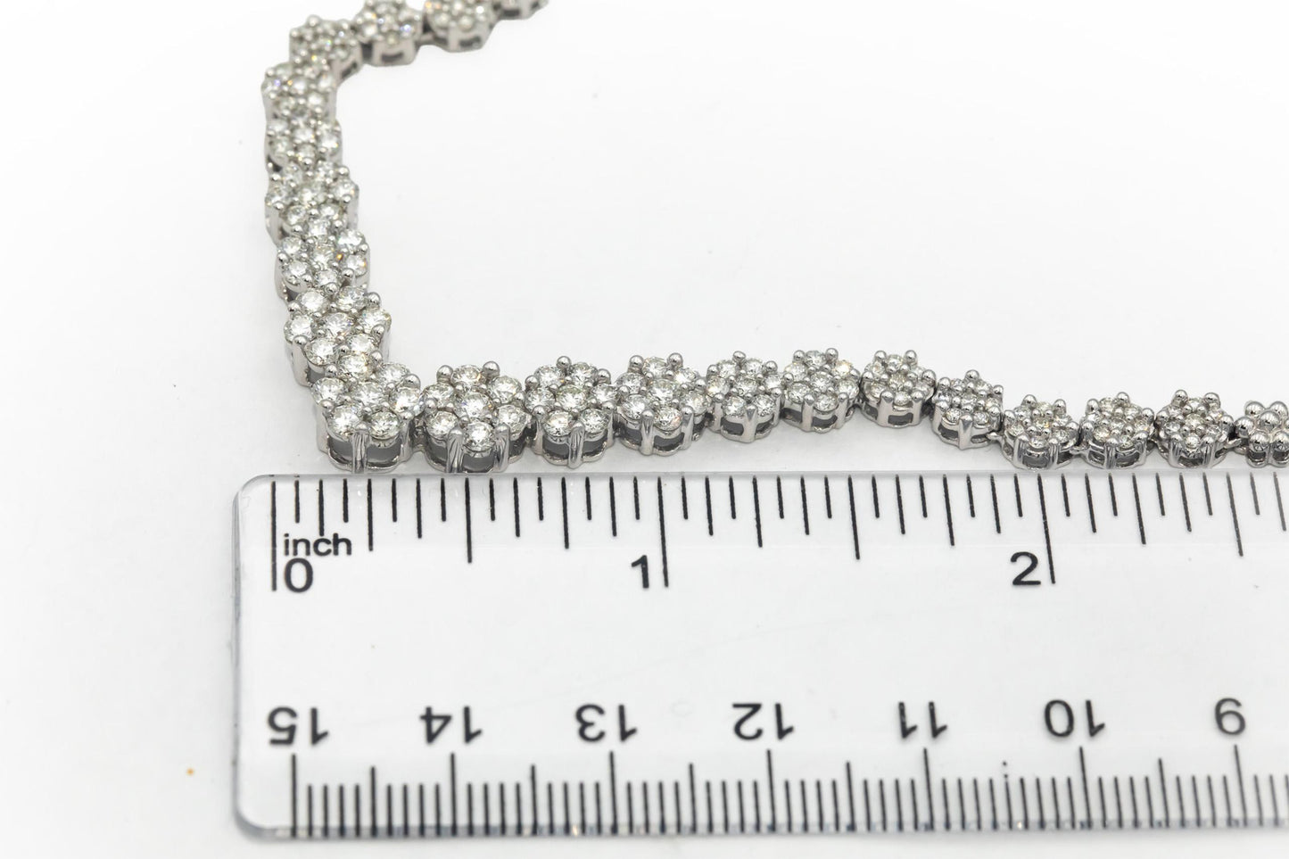 Diamond 14k White Gold Round Cut Cluster V-Shaped Formal Necklace 3.0CT