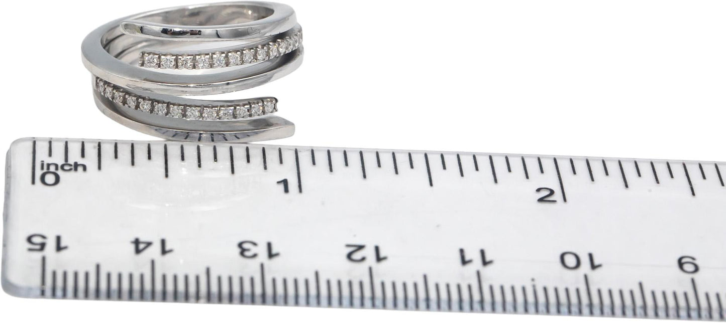 18k White Gold Jewelry 0.13CT Round Cut Diamond Spiral Ring Size 7
