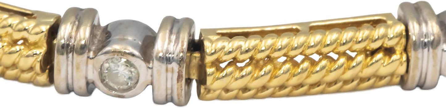 14k Yellow & White Gold 0.40CT Round Cut Diamond Fancy Link Bracelet