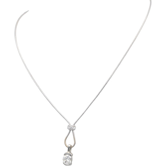 JOSE HESS 18k White Gold VS Diamond Pendant Necklace 1.10CT w/ 1.0CT Center