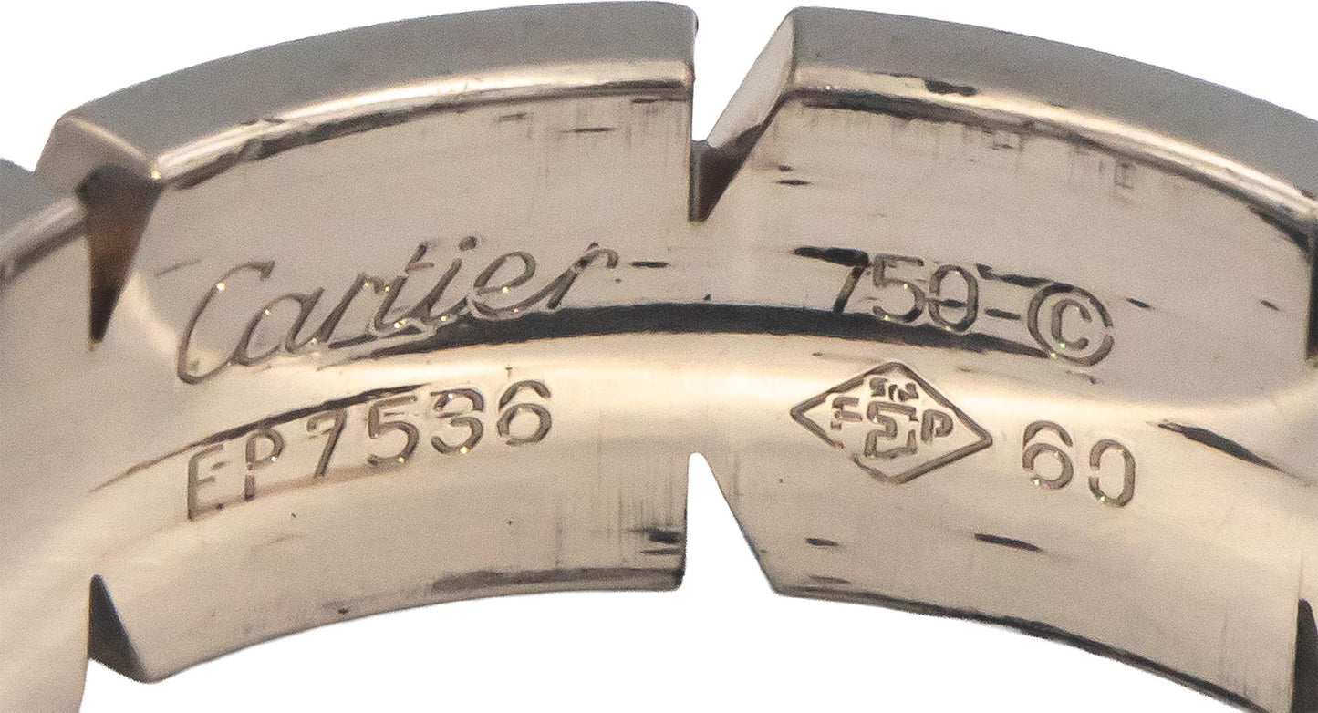 CARTIER 18k White Gold Tank Francaise Ring 7mm Wide Size 9 Euro Size 60