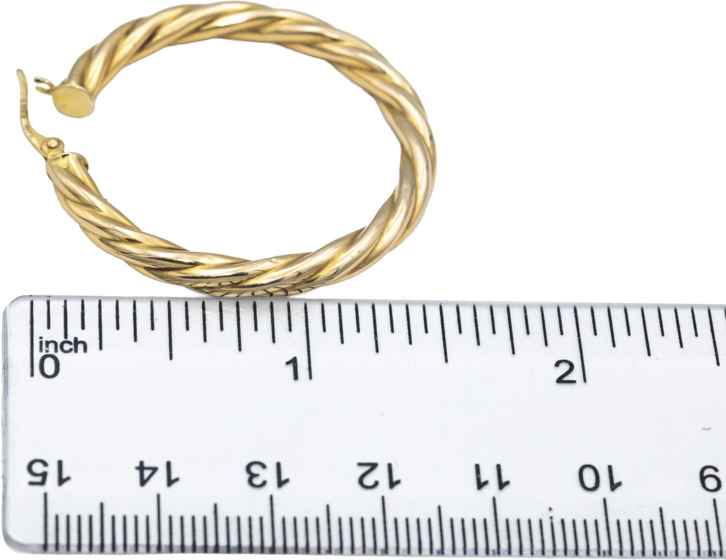 14k Yellow Gold Jewelry Twisted Hoop Earrings