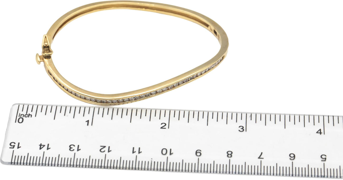 14k Yellow Gold 0.75CT Round Cut Channel Set Diamond Bangle Bracelet