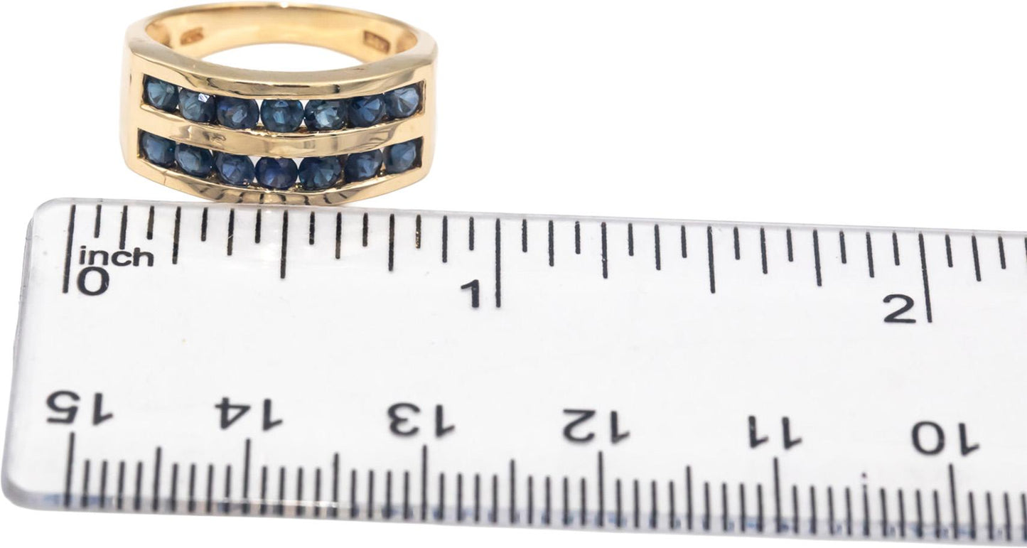 Blue Sapphire 10k Yellow Gold Channel Set Band Ring 0.75CT Size 6