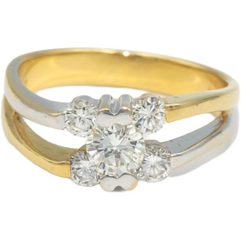 18k Yellow & White Gold VS Round Diamond Cocktail Ring 0.33CT Size 6