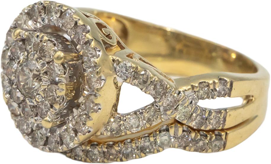 Round Diamond 10k Yellow Gold Cluster Cocktail Ring 1.50CT Size 8.75