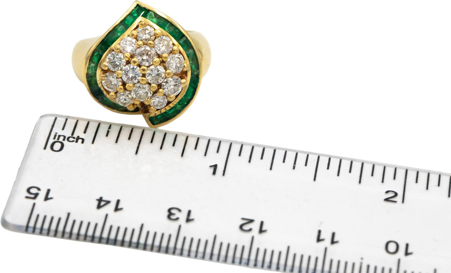 18k Yellow Gold Jewelry Diamond & Emerald Cluster Cocktail Ring 2.16CT Size 5.5