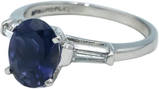 Platinum Baguette Diamond Oval Tanzanite Cocktail Ring 1.43CT Size 5.5