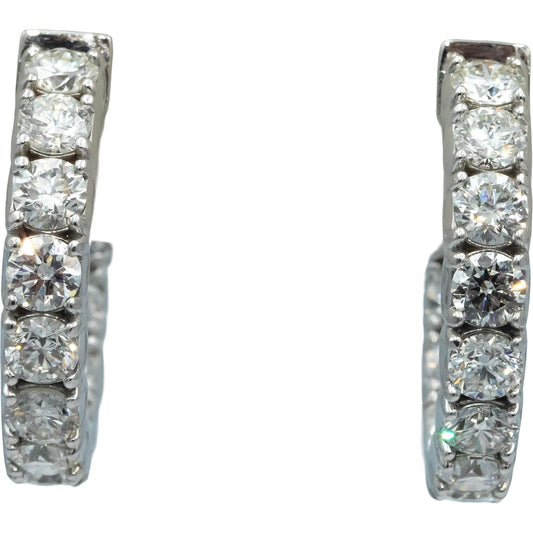 14k White Gold Round Diamond Inside Out Circle Hoop Earrings 7.50CT