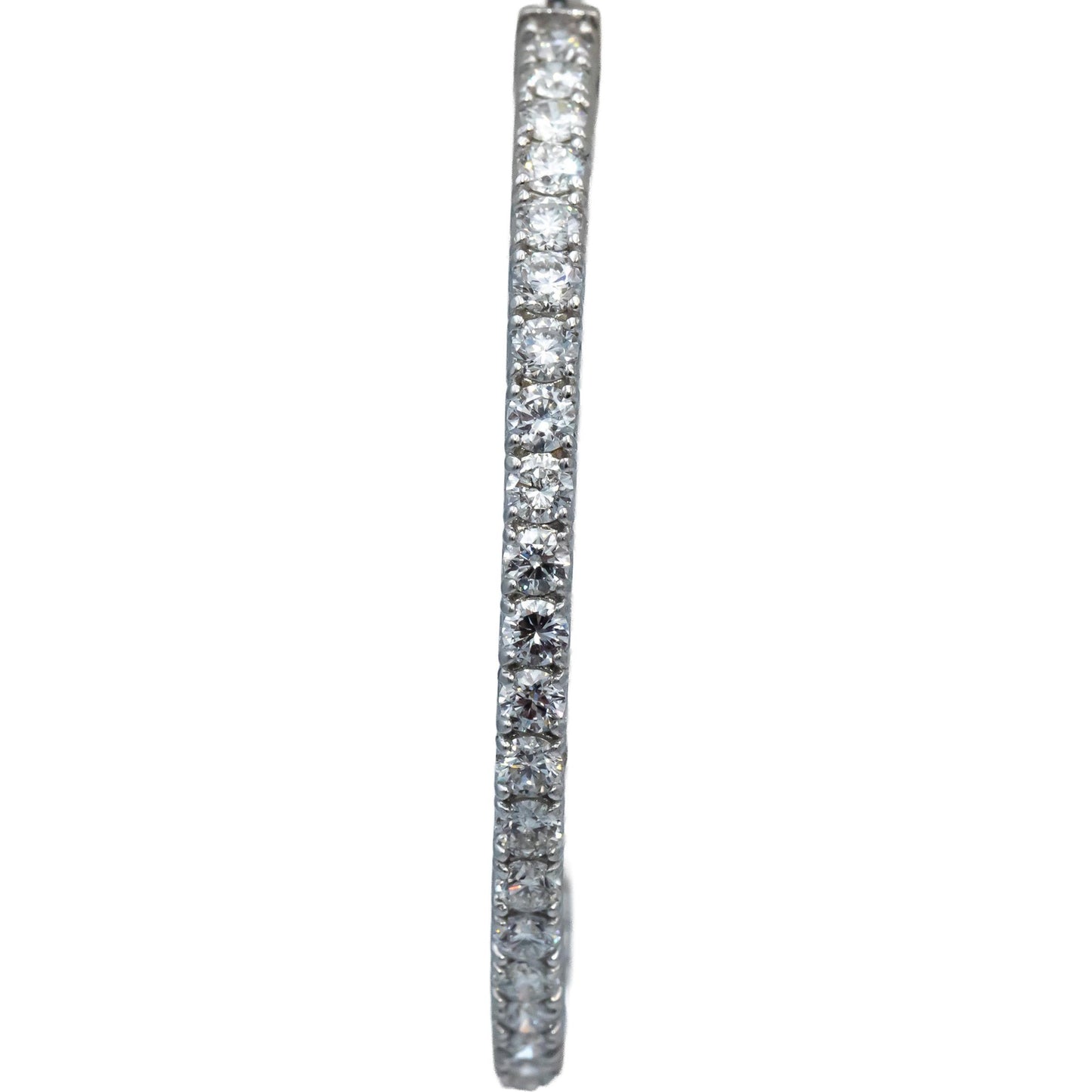 18k White Gold Round Diamond Inside Out Oval Hoop Earrings 11.55CT