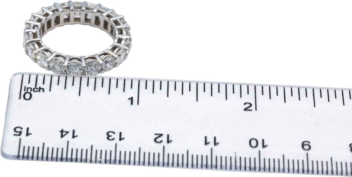 18k White Gold VS Round & Emerald cut Diamond Eternity Band Ring 4.90CT Size 6.5