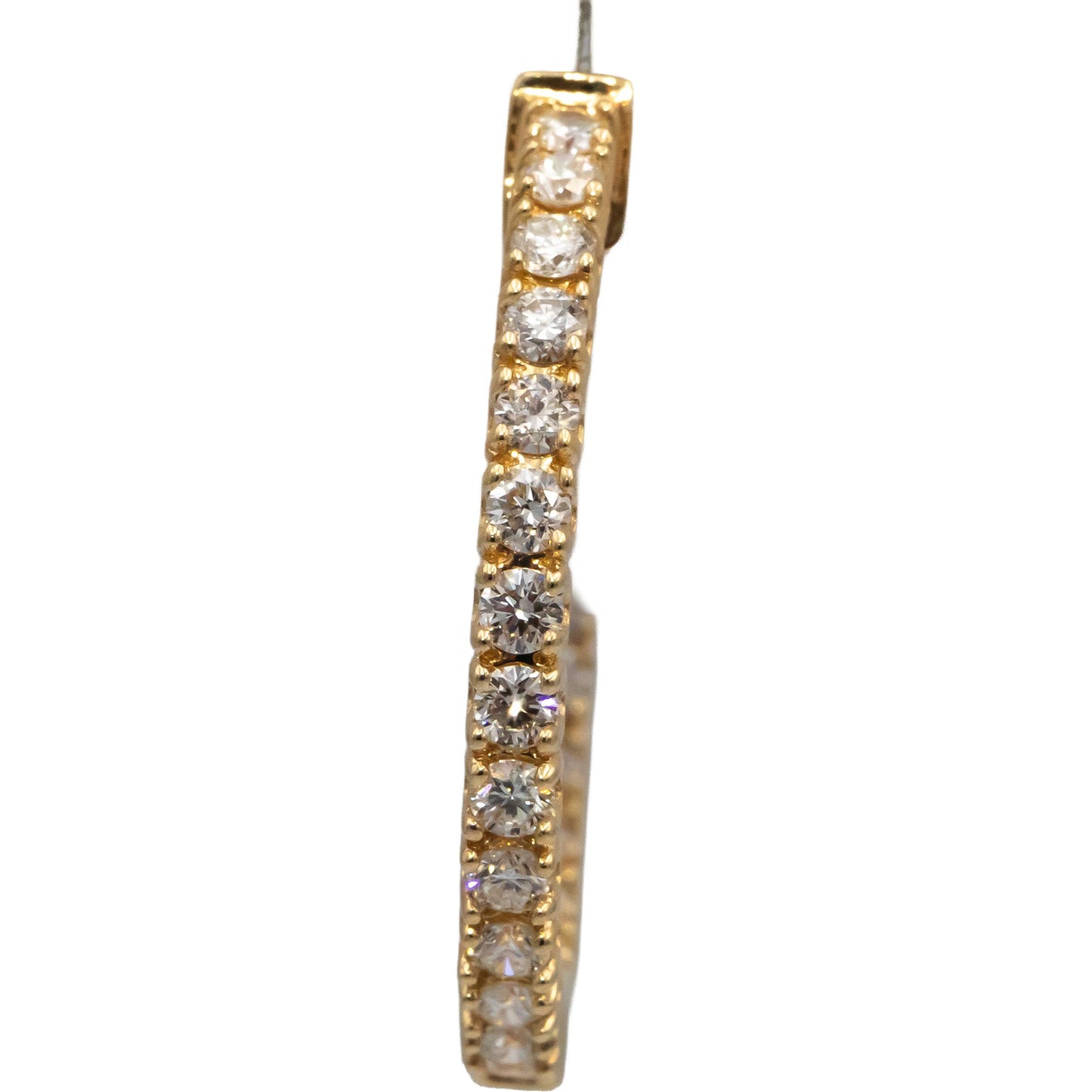 14k Yellow Gold VS Round Diamond Inside Out Circle Hoop Earrings 1.34CT