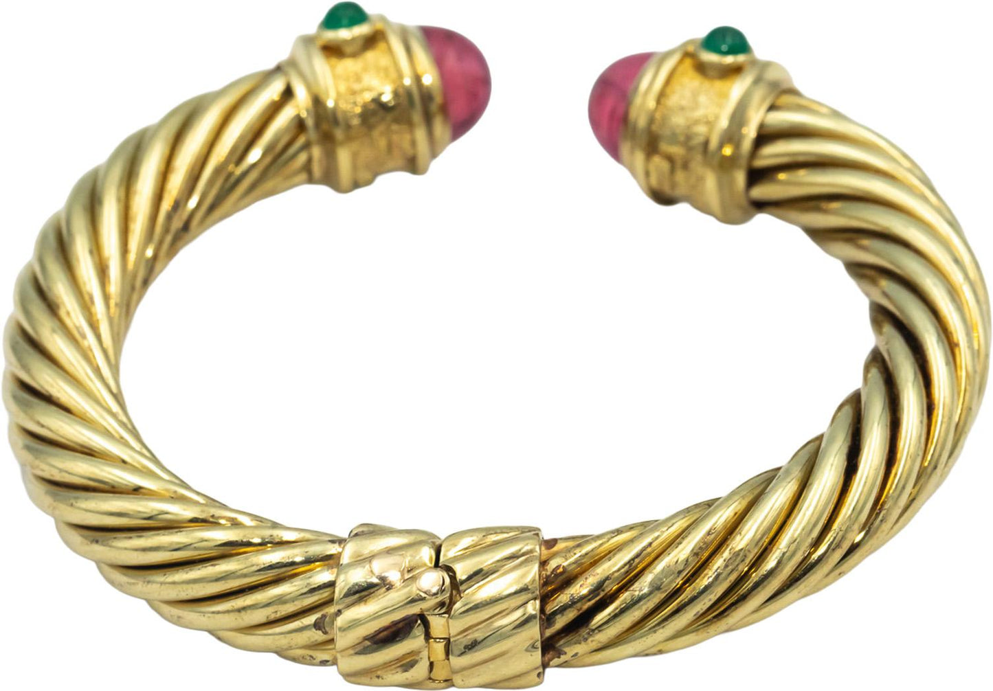 DAVID YURMAN 14k Gold Renaissance Collection Multi Gemstone Cable Cuff Bracelet