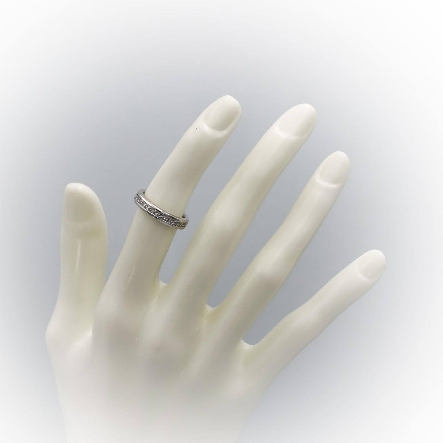 14k White Gold Princess Cut Channel Set Diamond Band Ring 0.50CT Size 5