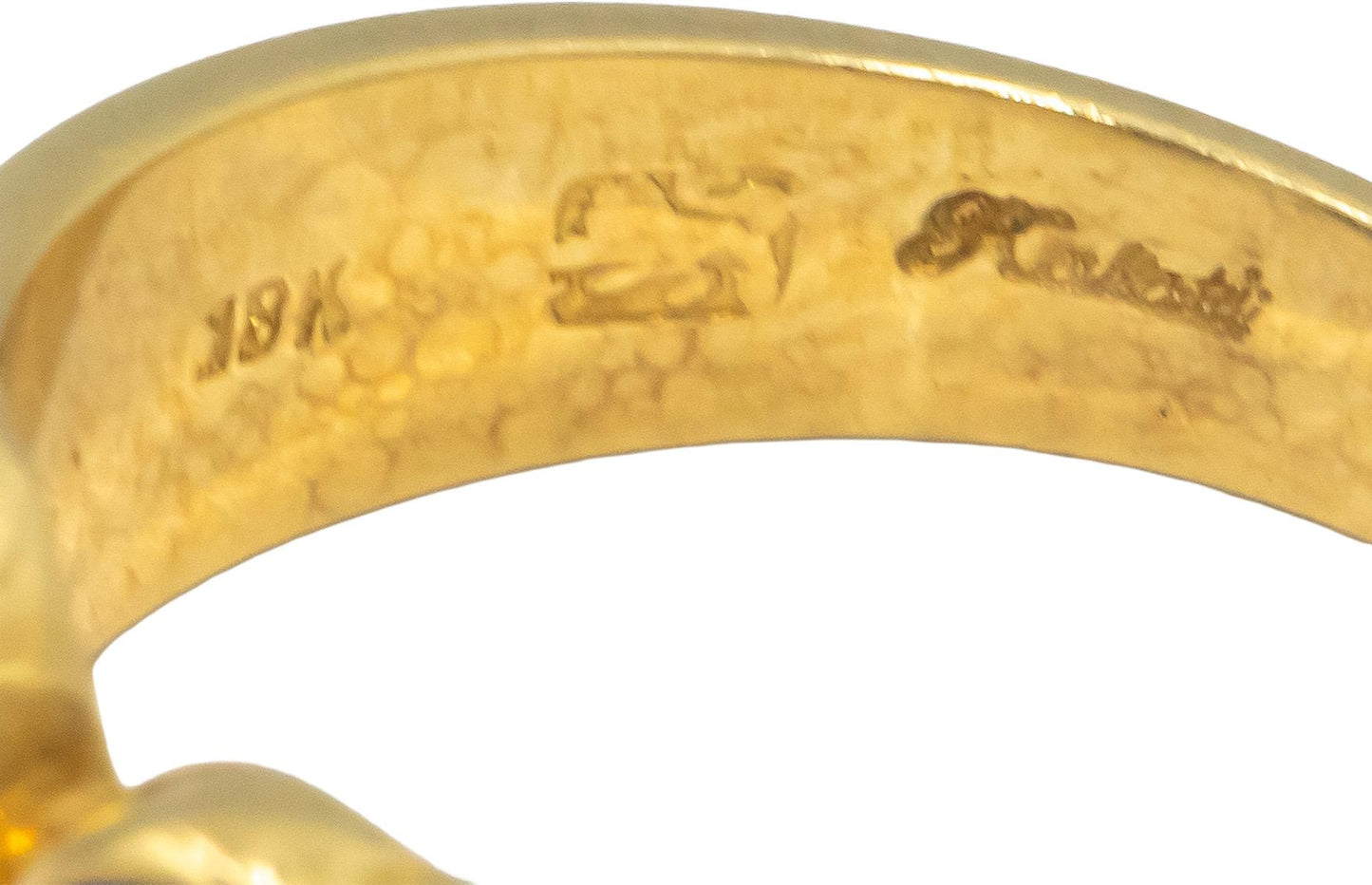 KALATI 18k Yellow Gold Diamond and Sapphire Swirl Band Ring 0.40CT Size 6