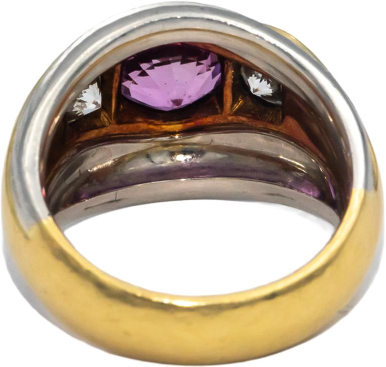 GIA Platinum 18k Yellow Gold VS Diamond & Pink Sapphire Ring 3.32CT Size 6.5