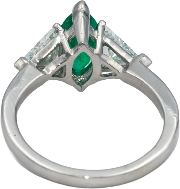 CGL Certified Platinum Diamond and Emerald Cocktail Ring 1.90CT Size 6.25
