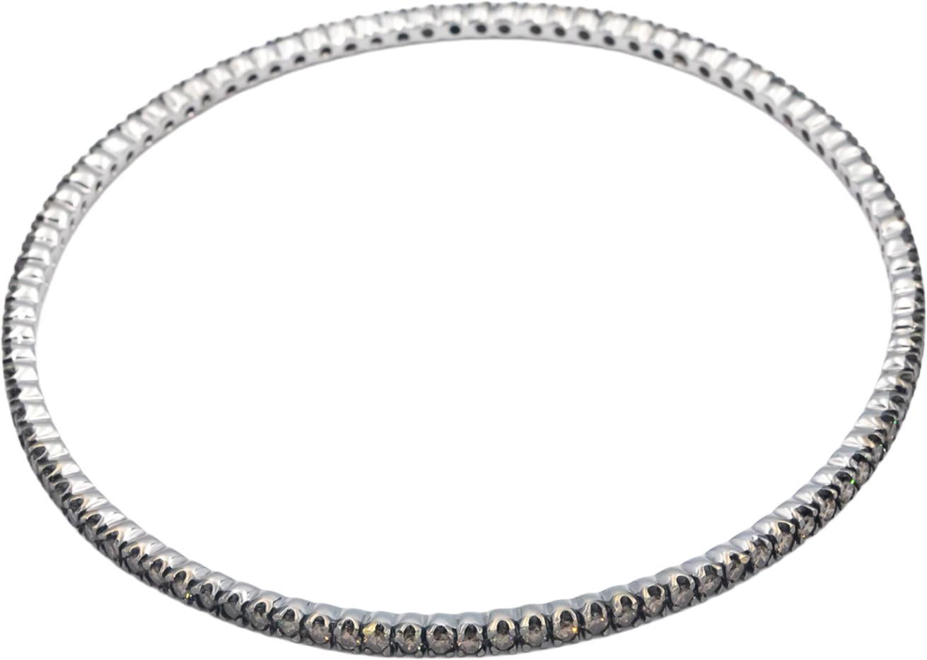 18k White Gold Round Natural Color Diamond Stackable Bangle Bracelet 3.0CT