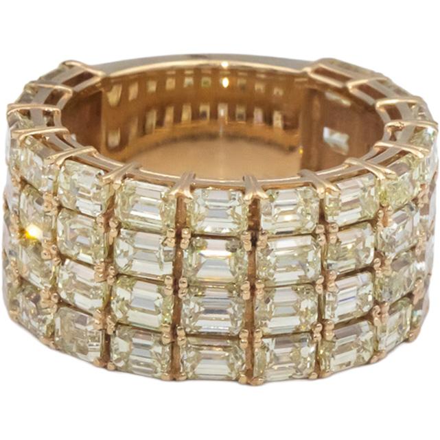 14k Yellow Gold 9.95CT VS Light Yellow Diamond Wide Band Ring Size 6.75