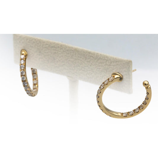 14k Yellow Gold 1.33CT Diamond Inside Out Hoop Earrings