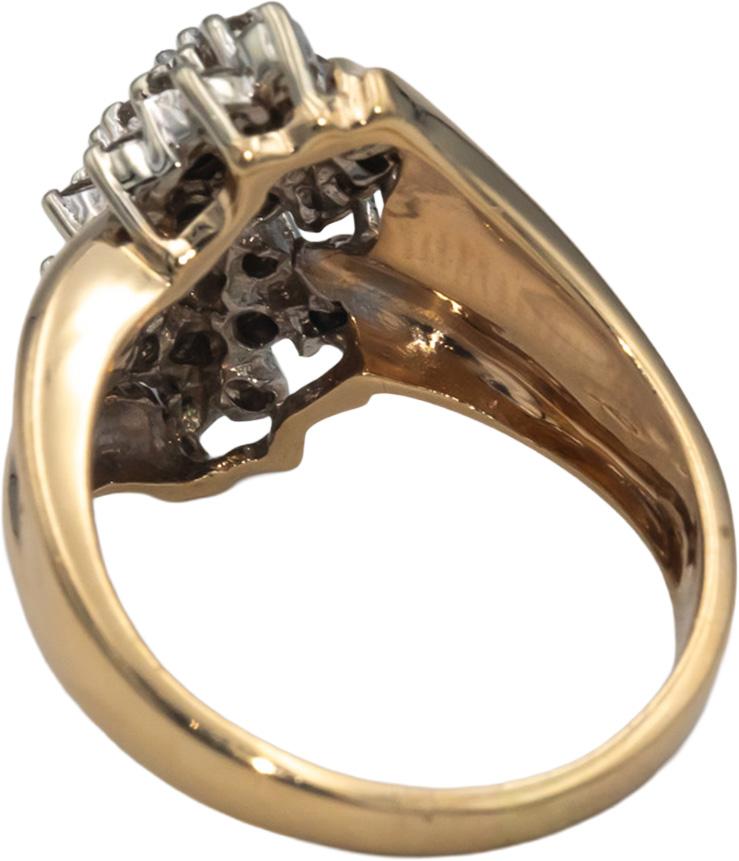14k Yellow Gold 0.75CT Round Cut Diamond Cluster Cocktail Ring Size 8
