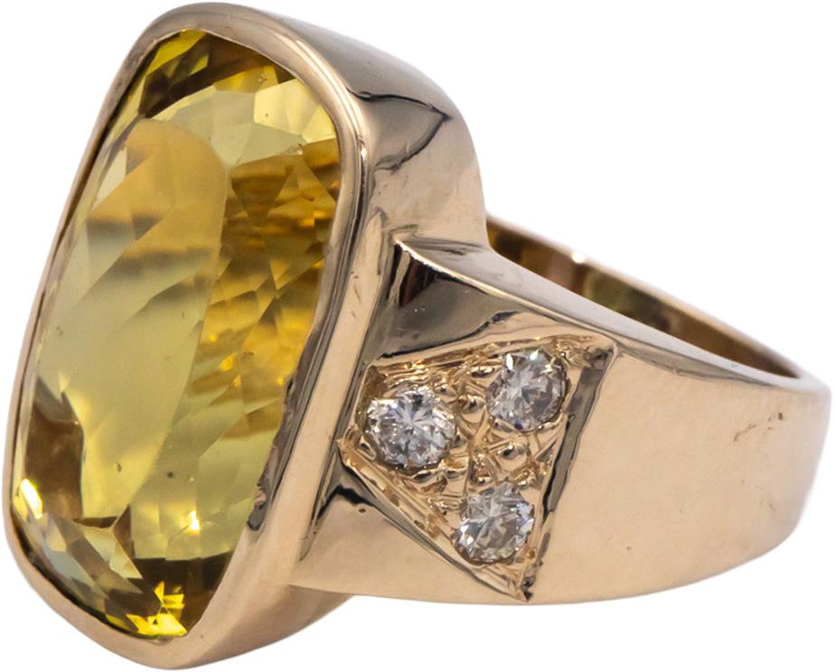10k Yellow Gold 15.50CT Diamond and Citrine Jumbo Ring Size 6.25