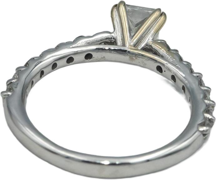 14k White Gold 1.17CT Diamond Engagement Ring w/ .72CT Princess Center Size 5.75