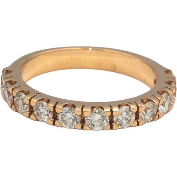 18k Rose Gold 1.08CT Round Cut Diamond Half Eternity Band Ring Size 6.5