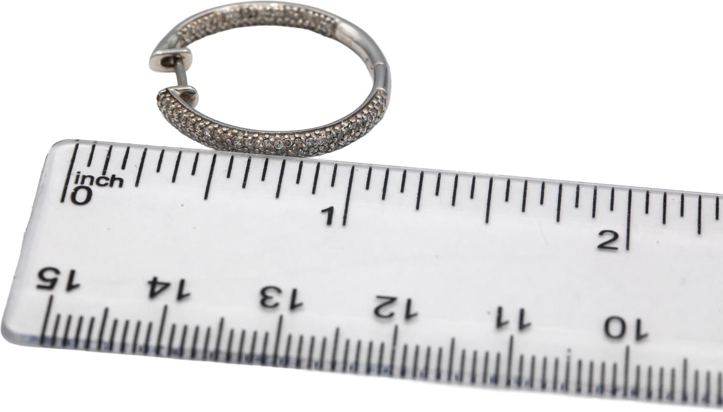 14k White Gold Round Diamond Inside Out Hoop Earrings 0.50CT