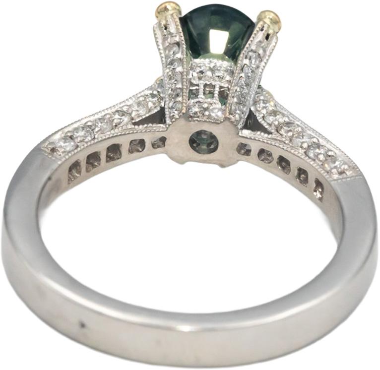 18k White Gold 2.37CT Diamond & Bi-Color Sapphire Ring Size 6.5