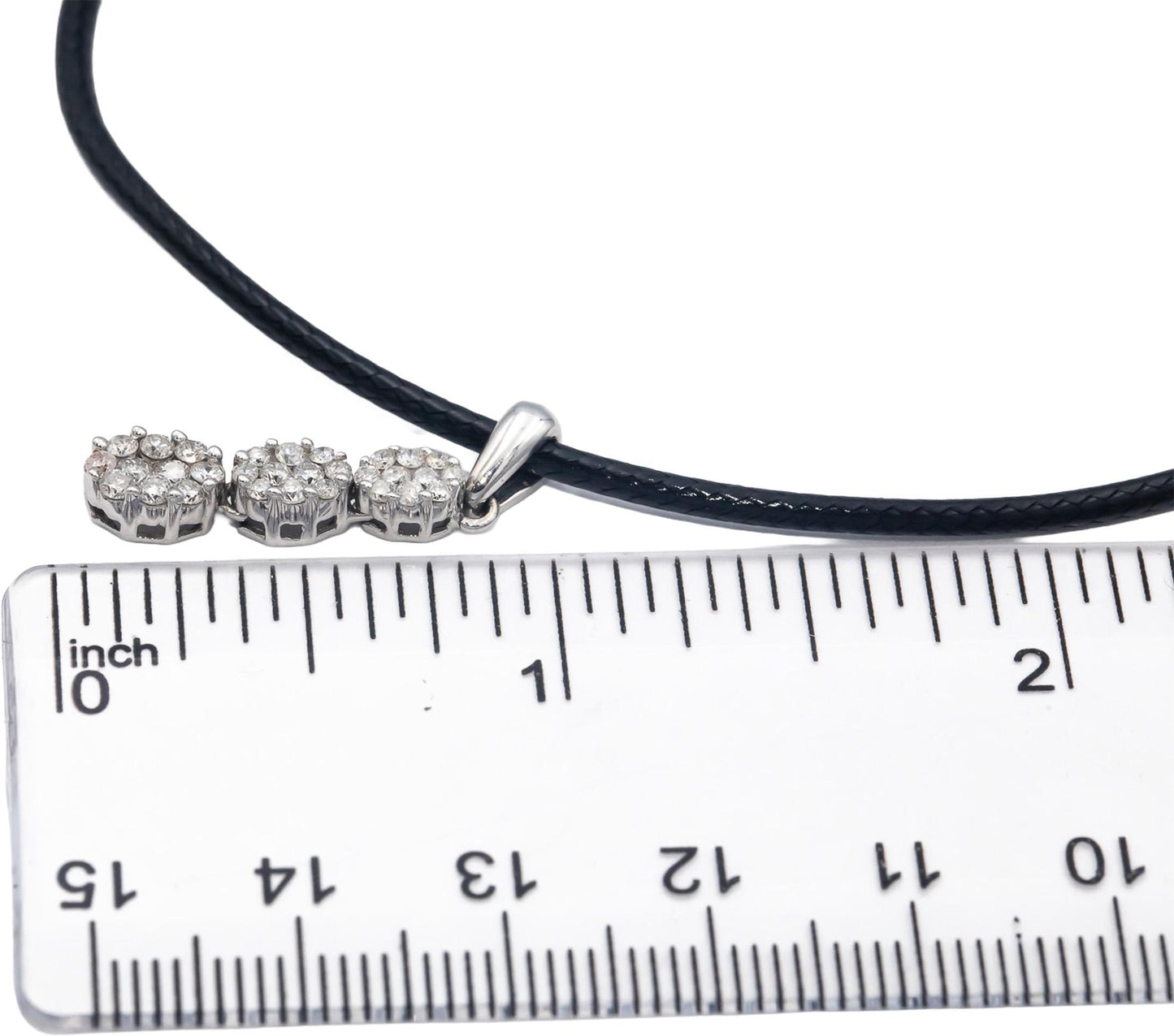 14k White Gold Round Diamond Dangle Pendant Necklace 0.50CT