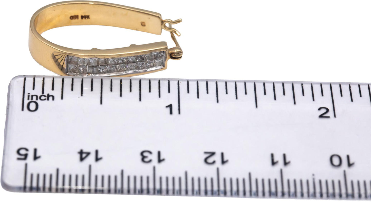 14k Yellow Gold Jewelry Princess Cut Diamond Hoop Earrings 1.0CT