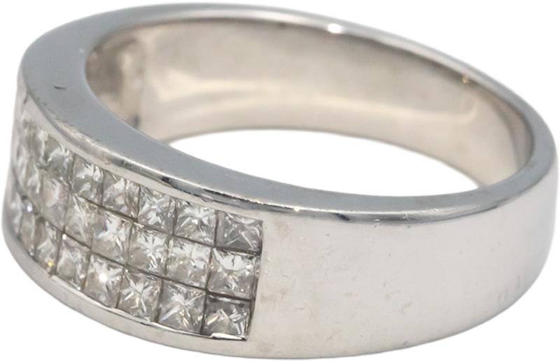 18k White Gold Jewelry 1.0CT VS Princess Cut Diamond 3-Row Band Ring Size 7