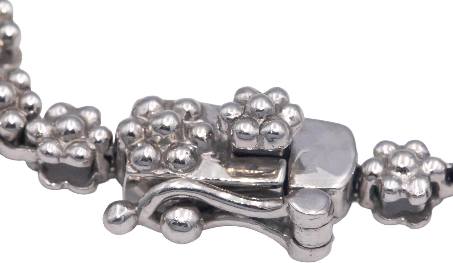 Diamond 14k White Gold Round Cut Cluster V-Shaped Formal Necklace 3.0CT