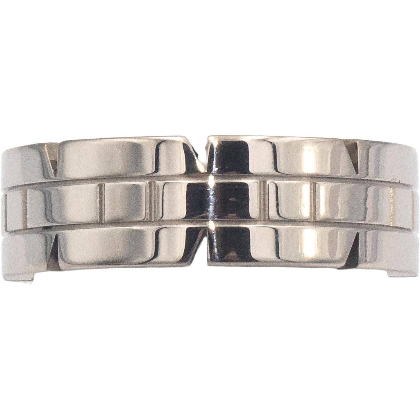 CARTIER 18k White Gold Tank Francaise Ring 7mm Wide Size 9 Euro Size 60
