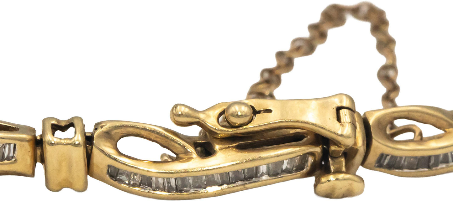10k Yellow Gold Jewelry 1.0CT Baguette Channel Set Diamond Fancy Link Bracelet