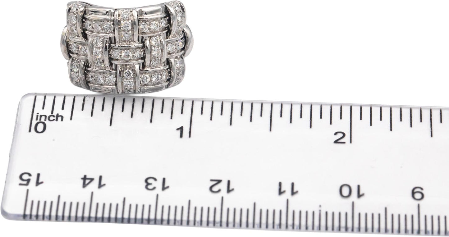 ROBERTO COIN 18k White Gold Diamond Appassionata 3-Row Diamond Earrings 1.25CT