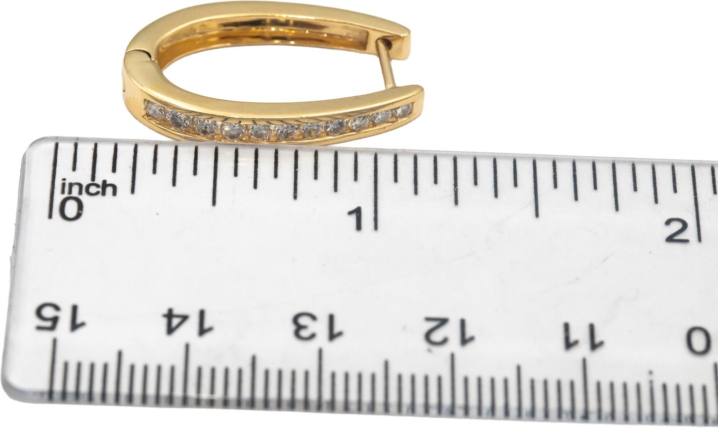 14k Yellow Gold Round Channel Set Diamond Hoop Earrings 0.75CT