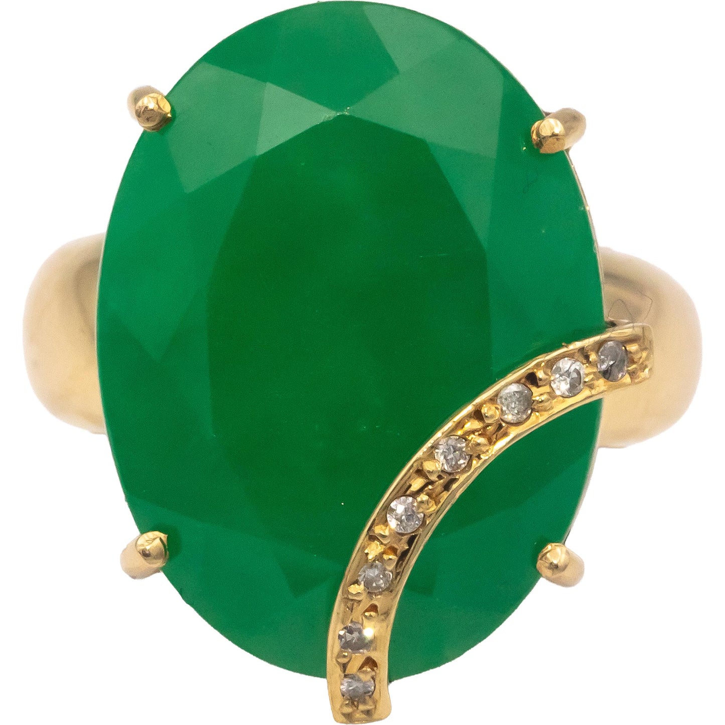Diamond & Emerald 18k Yellow Gold Jewelry Jumbo Cocktail Ring 16.55CT Size 5.5