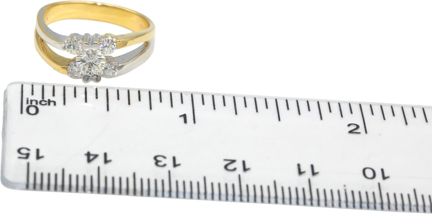 18k Yellow & White Gold VS Round Diamond Cocktail Ring 0.33CT Size 6