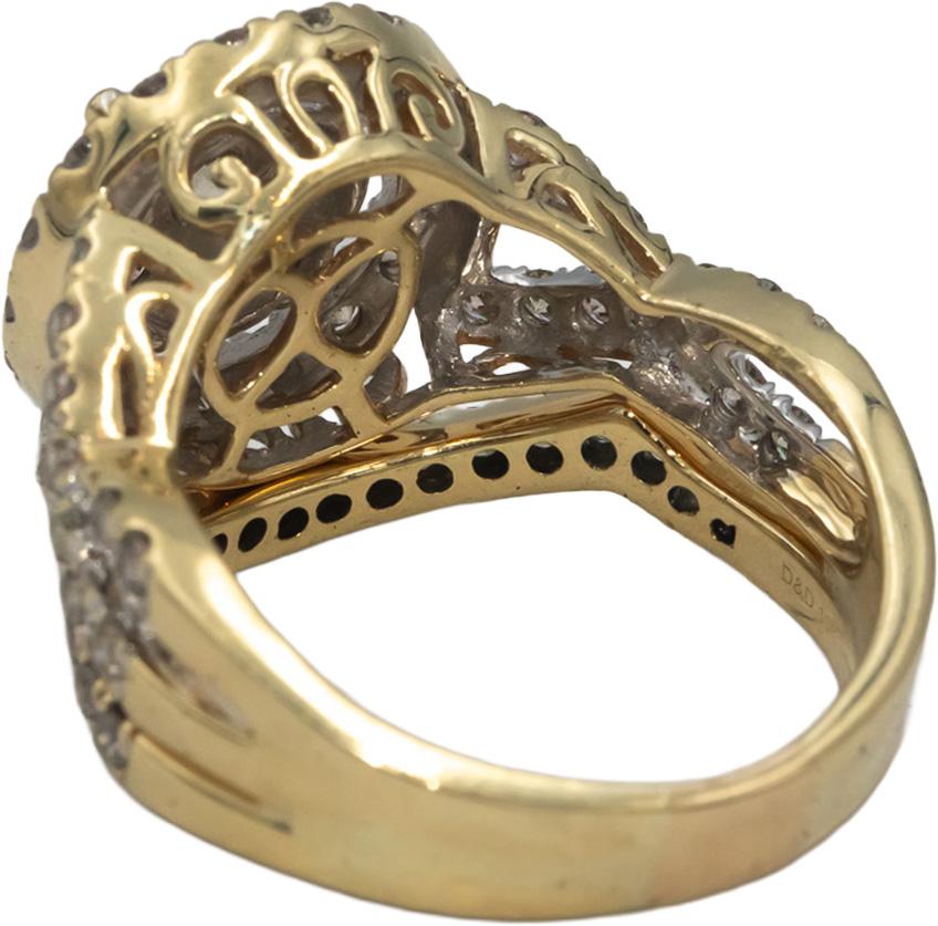 Round Diamond 10k Yellow Gold Cluster Cocktail Ring 1.50CT Size 8.75