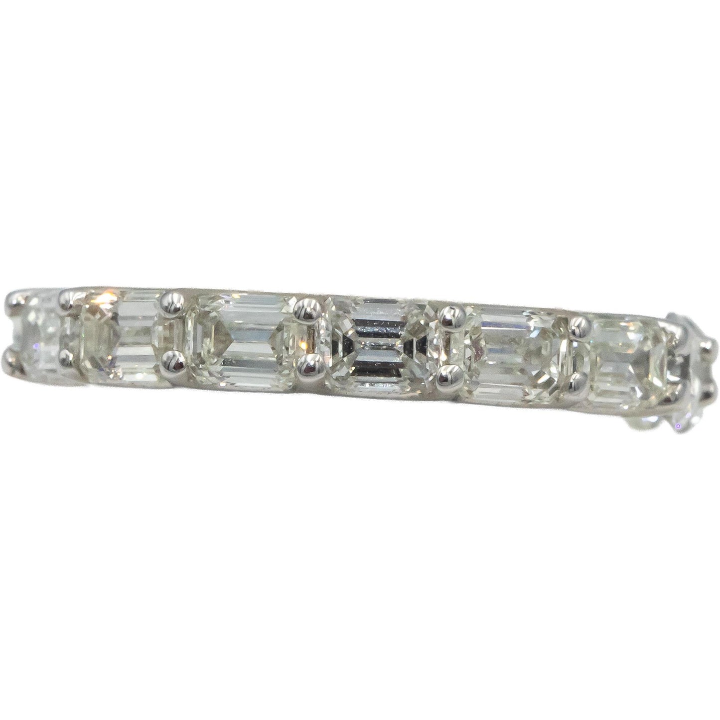 18k White Gold Round & Emerald Cut Diamond Eternity Band Ring 3.92CT Size 7