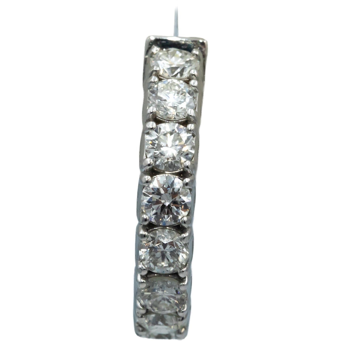 14k White Gold Round Diamond Inside Out Circle Hoop Earrings 7.50CT